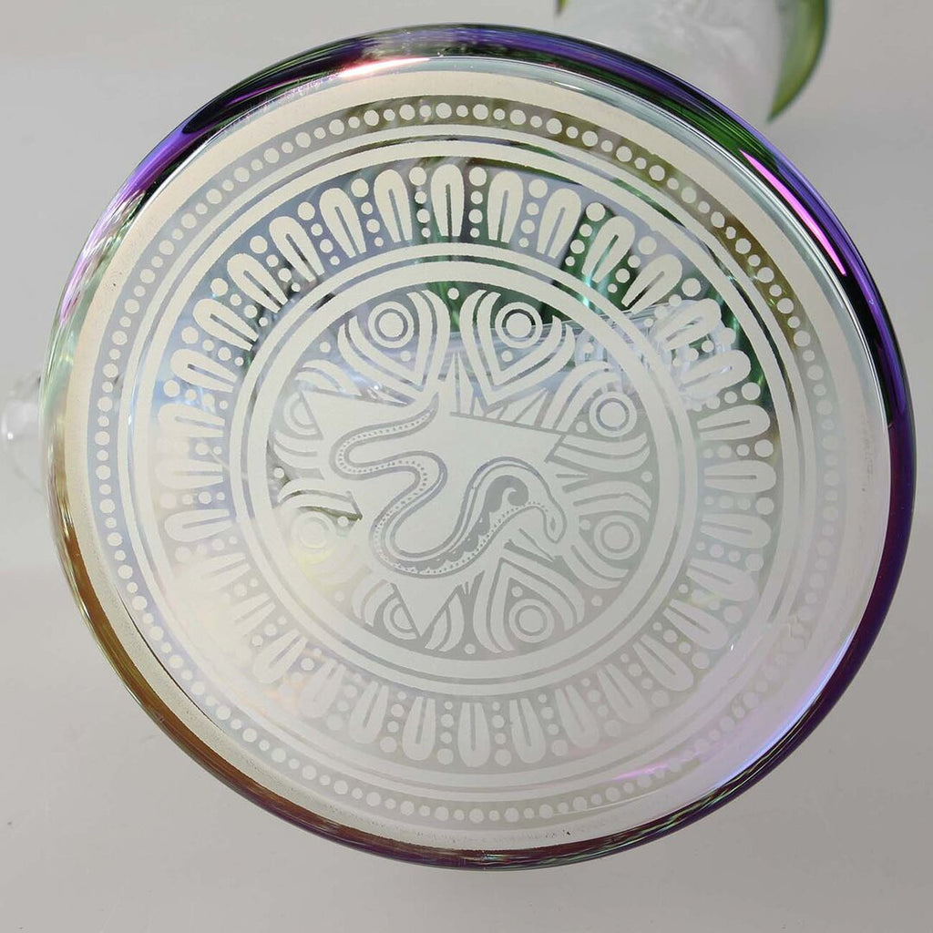 Blaze Sphinx Beaker-Wasserpfeife aus Glas mit sandgestrahltem Motiv und Icekammer, 370 mm hoch