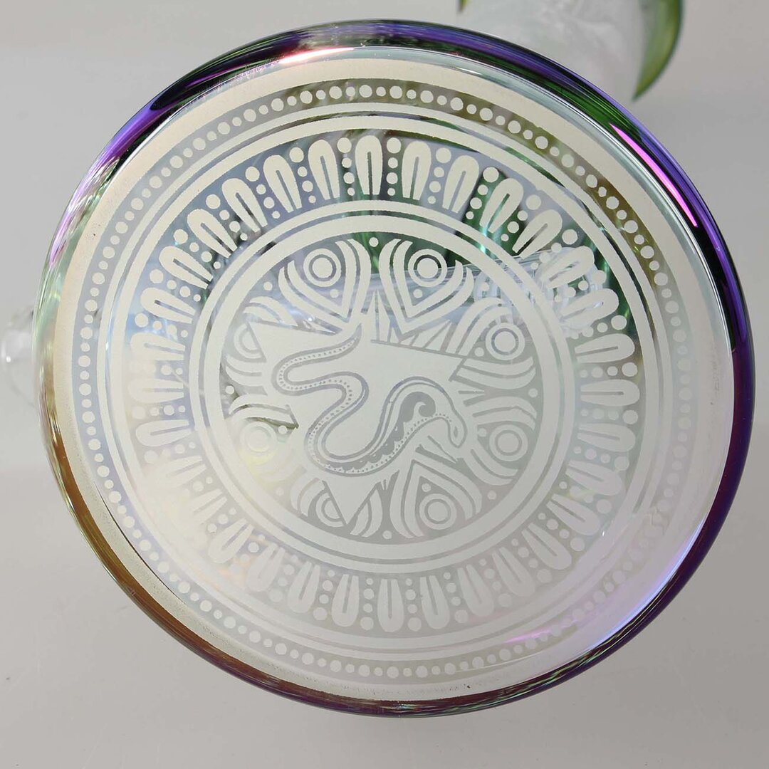 Blaze Sphinx Beaker-Wasserpfeife aus Glas mit sandgestrahltem Motiv und Icekammer, 370 mm hoch