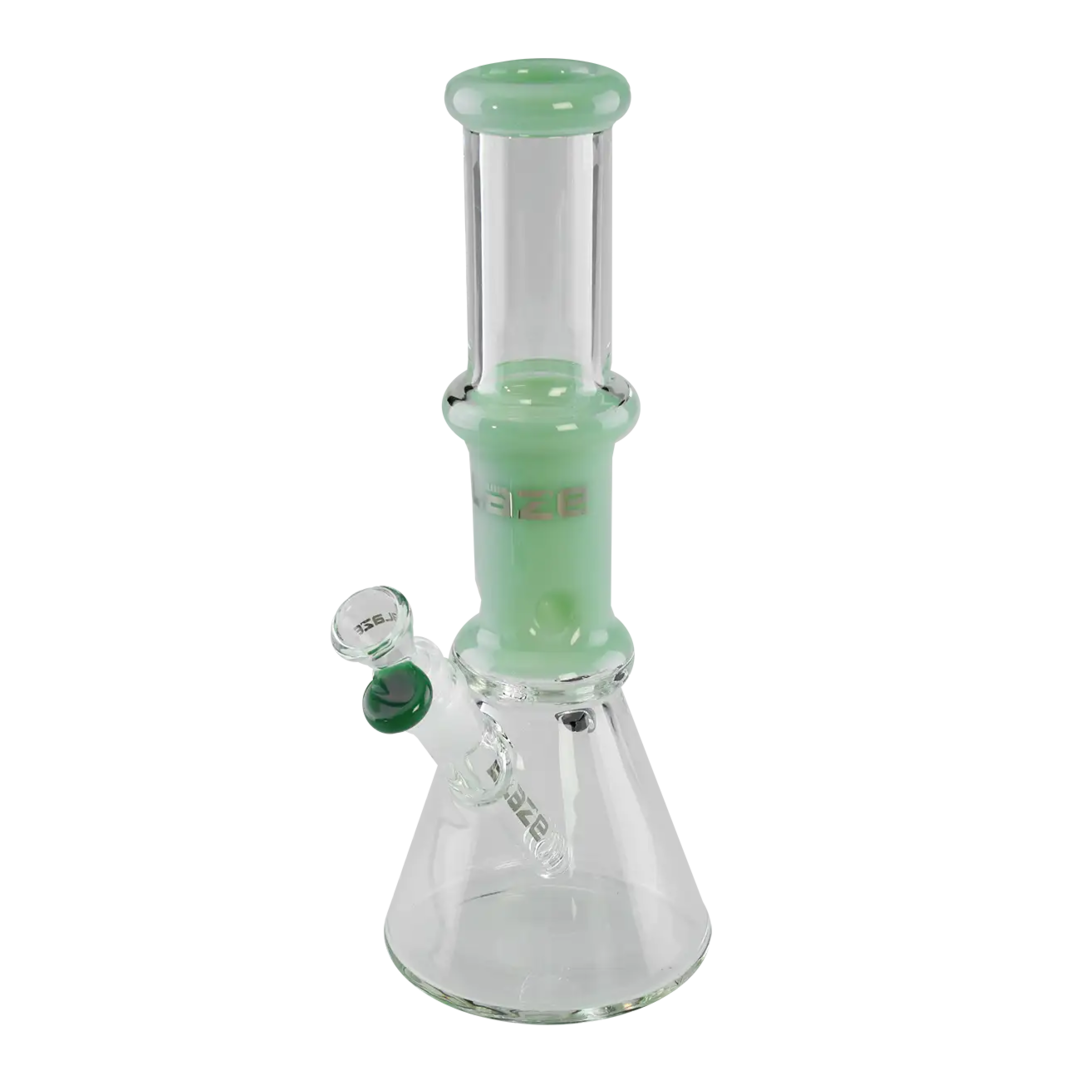 Blaze Kolben-Wasserpfeife aus Glas in Jade mit Icekammer und Diffusor-Adapter, 295 mm hoch