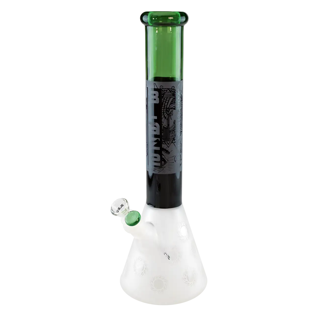 Produktfoto: BLAZE Kolben-Glas-Wasserpfeife vereist schwarz/grün, 400 mm