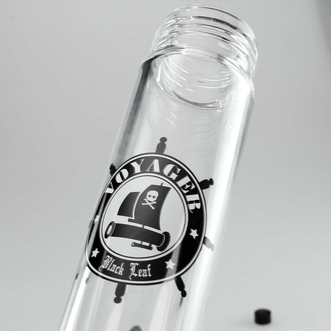 Black Leaf Voyager Zylinder-Wasserpfeife aus Glas mit Schraubkappen, 350 mm hoch