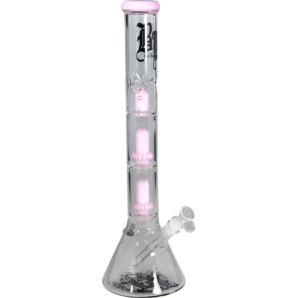 Black Leaf Beaker-Glas-Wasserpfeife mit zwei Ufoperkolatoren in Rosa