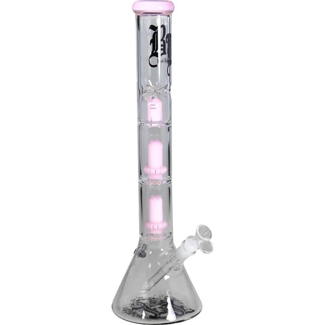 Black Leaf Beaker-Glas-Wasserpfeife mit zwei Ufoperkolatoren in Rosa