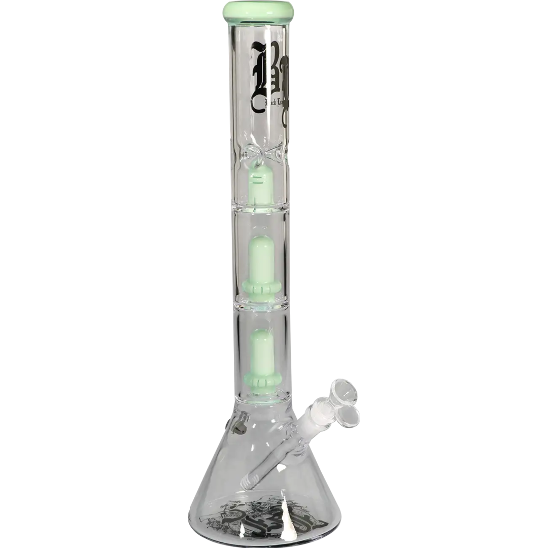 Black Leaf Beaker-Glas-Wasserpfeife mit zwei Ufoperkolatoren in Hellgrün