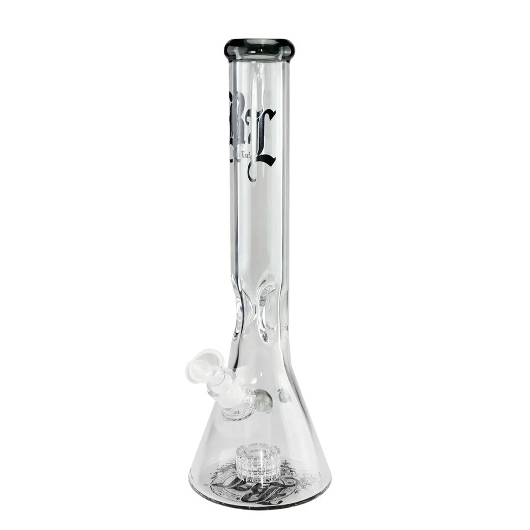 Black Leaf Beaker-Glas-Wasserpfeife in Grau mit Trommelperkolator