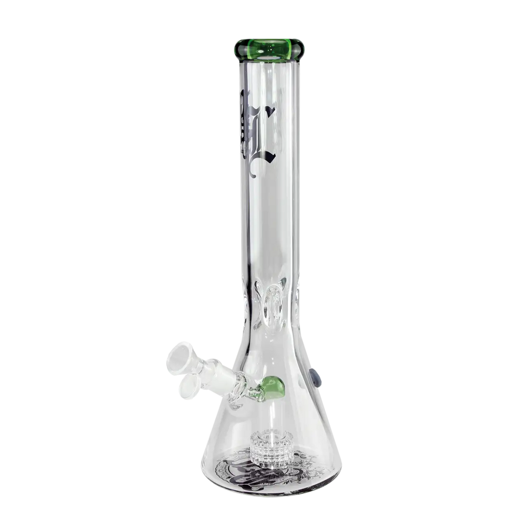 Black Leaf Beaker-Glas-Wasserpfeife in Grün mit Trommelperkolator