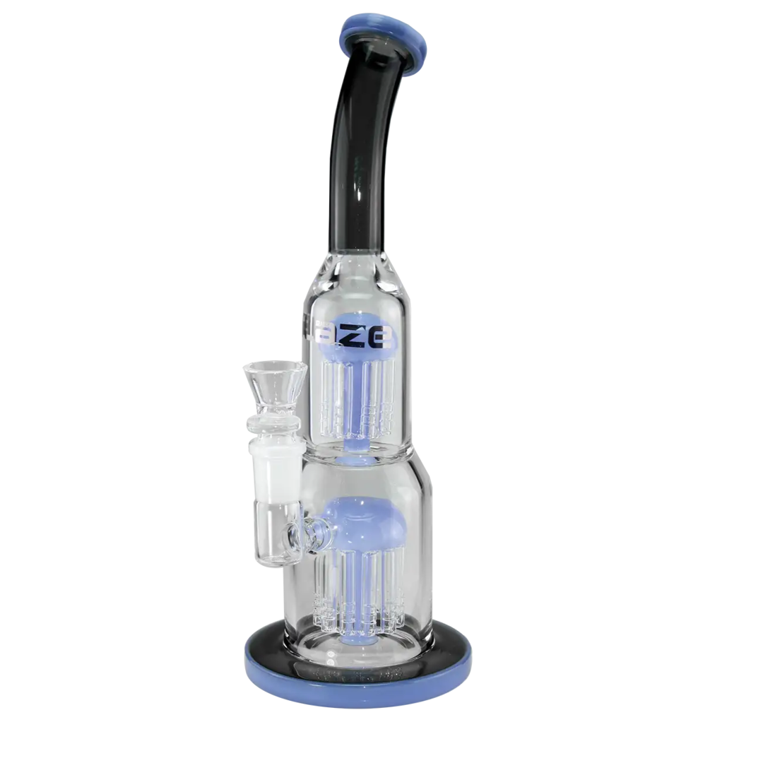 BLAZE Glas-Wasserpfeife mit zwei Baumperkolatoren in Orange und Grün
