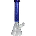 Blaze Beaker-Wasserpfeife aus Glas in Aquamarin mit sandgestrahltem Muster und Icekammer, 380 mm hoch