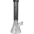 Blaze Beaker-Wasserpfeife aus Glas in Grau mit sandgestrahltem Muster und Icekammer, 380 mm hoch