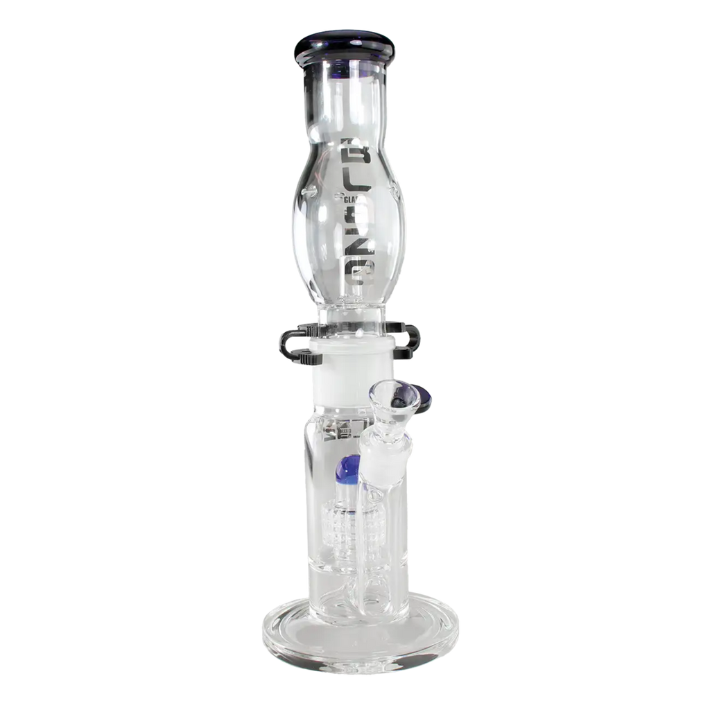 Blaze M&M Kombi-Glas-Wasserpfeife in Blau mit Trommelperkolator