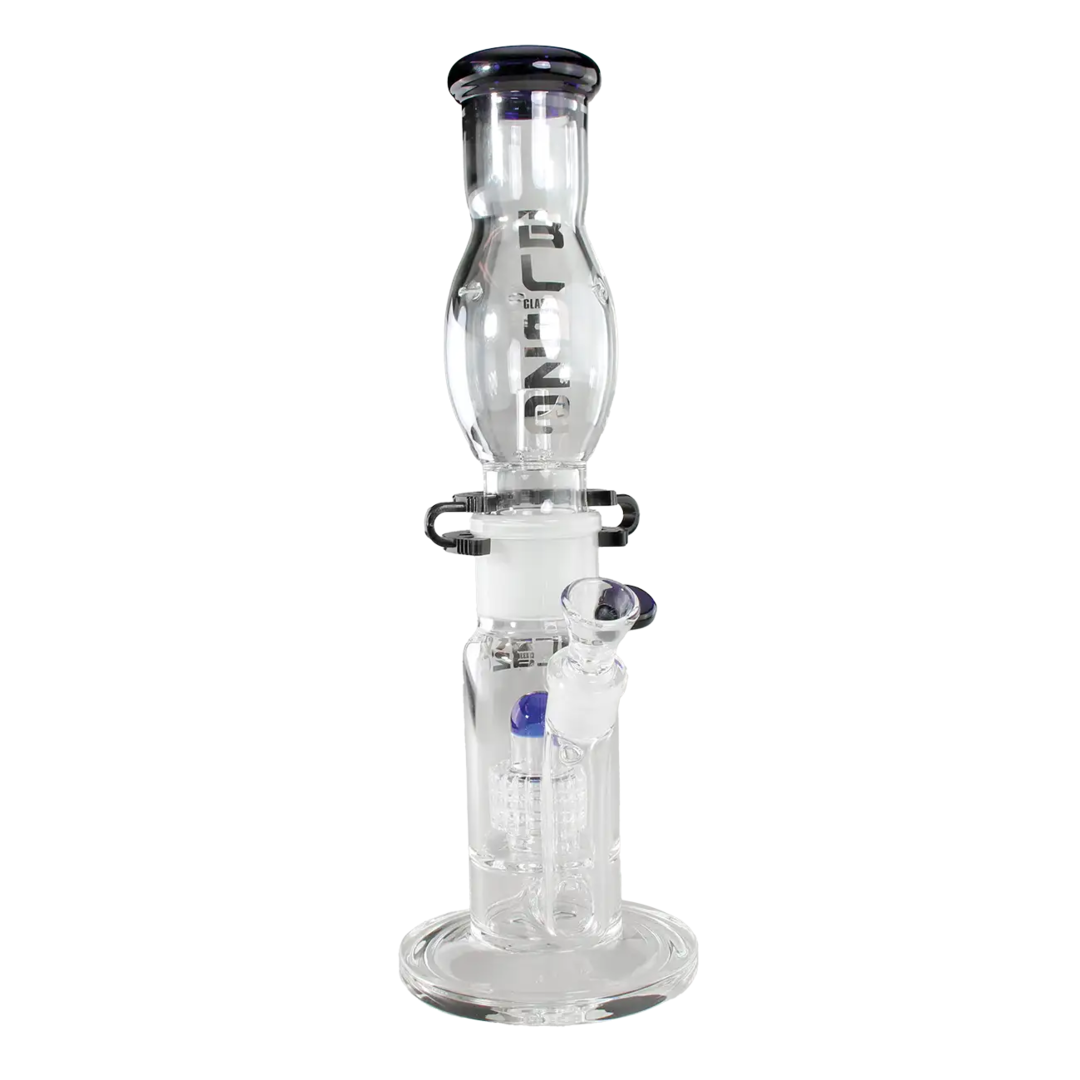 Blaze M&M Kombi-Glas-Wasserpfeife in Blau mit Trommelperkolator