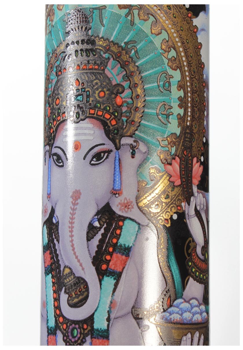 Black Leaf Glas-Wasserpfeife Ganesha Rising mit All-Over-Print auf schwarzem Hintergrund