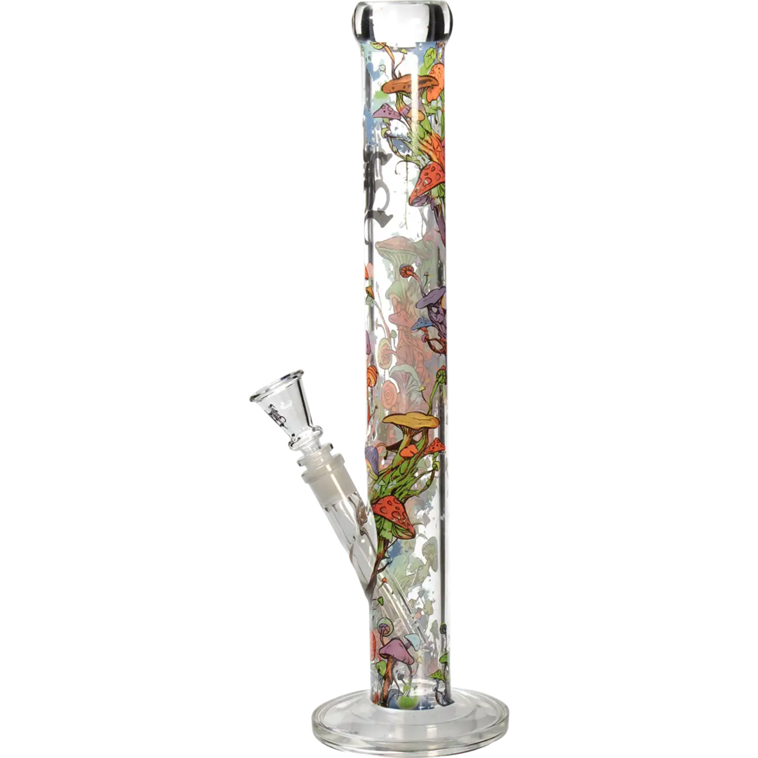 Black Leaf Glas-Wasserpfeife Mushroom Tree mit All-Over-Print