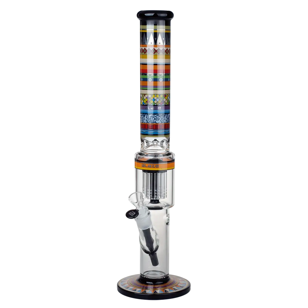 Blaze Totem Glas-Wasserpfeife aus schwarzem Glas mit buntem Print