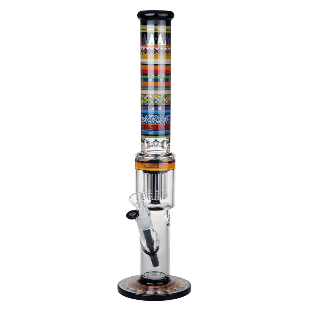 Blaze Totem Glas-Wasserpfeife aus schwarzem Glas mit buntem Print