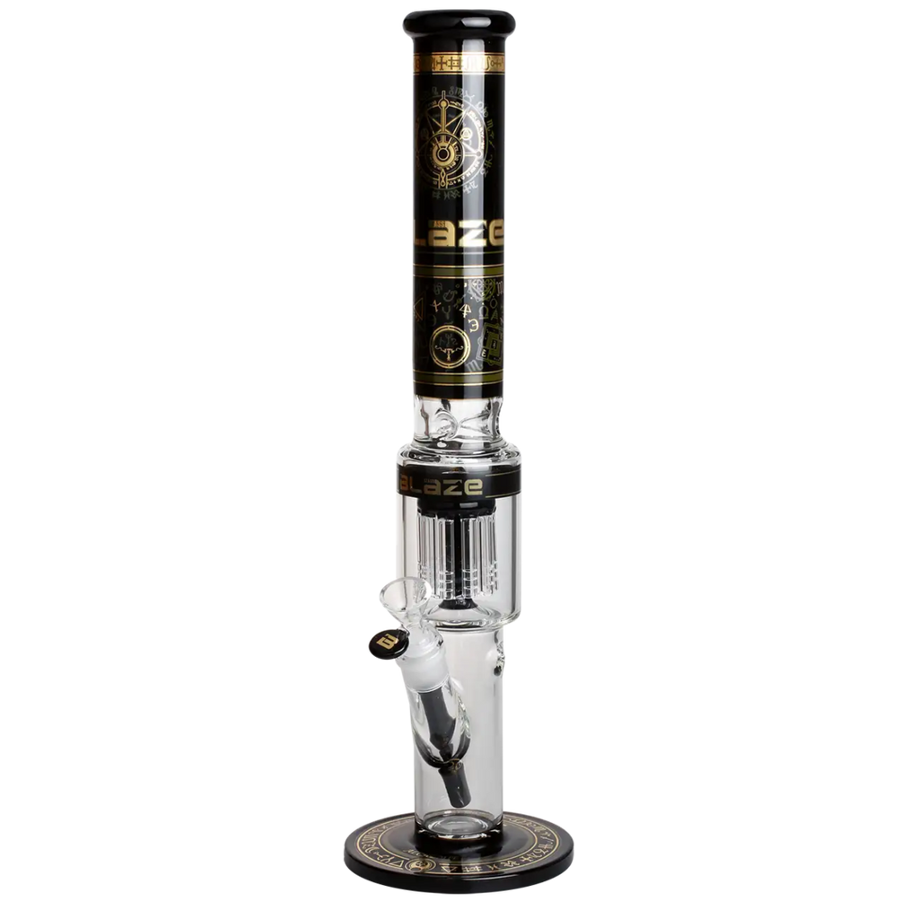 Blaze Alchemie Glas-Wasserpfeife aus schwarzem Glas mit Metallic-Print