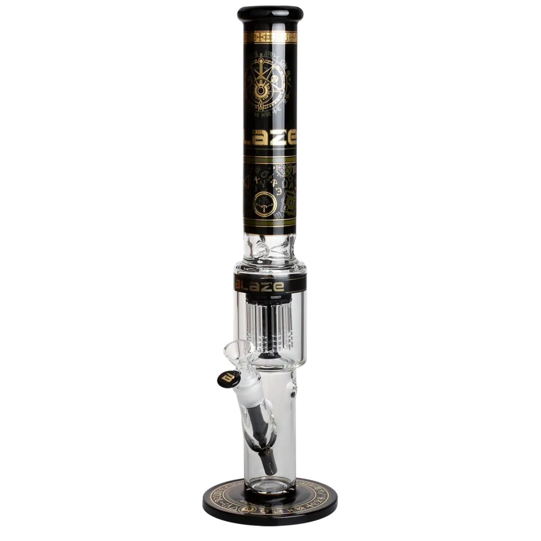 Blaze Alchemie Glas-Wasserpfeife aus schwarzem Glas mit Metallic-Print