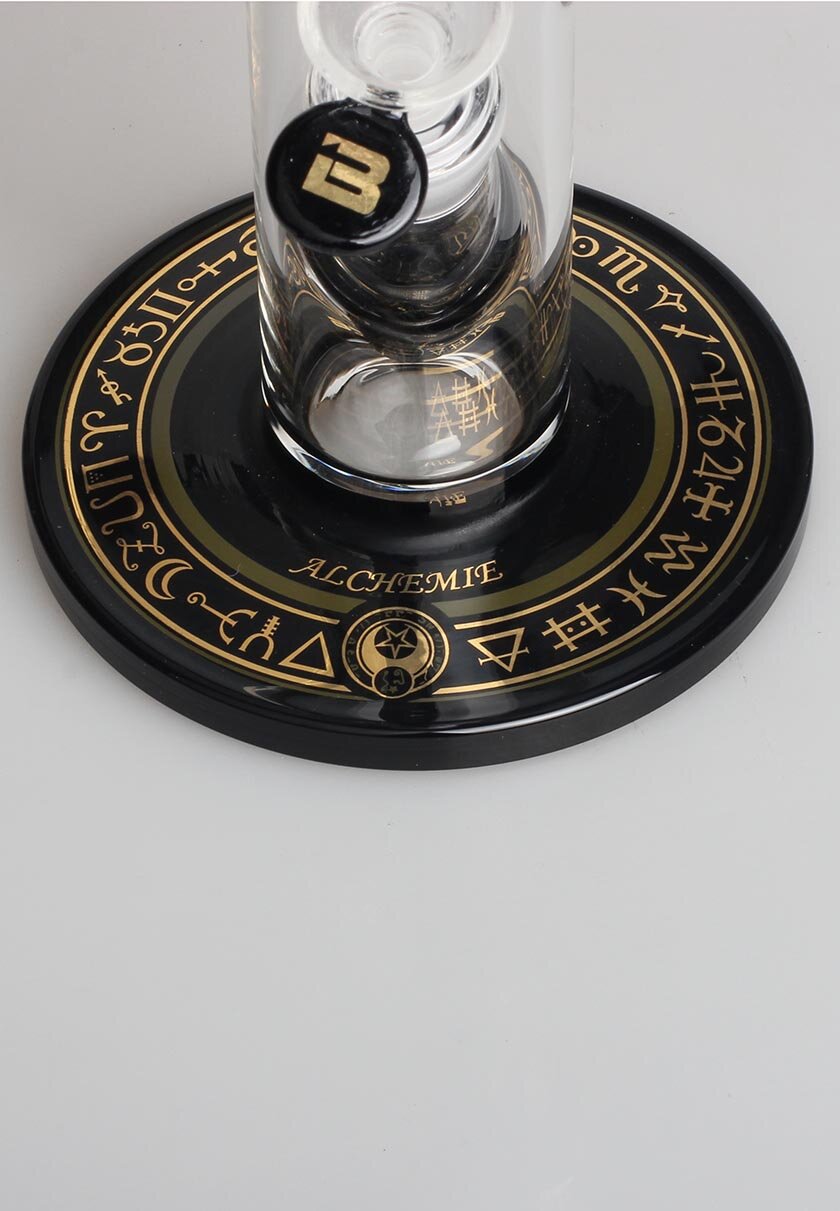 Blaze Alchemie Glas-Wasserpfeife aus schwarzem Glas mit Metallic-Print