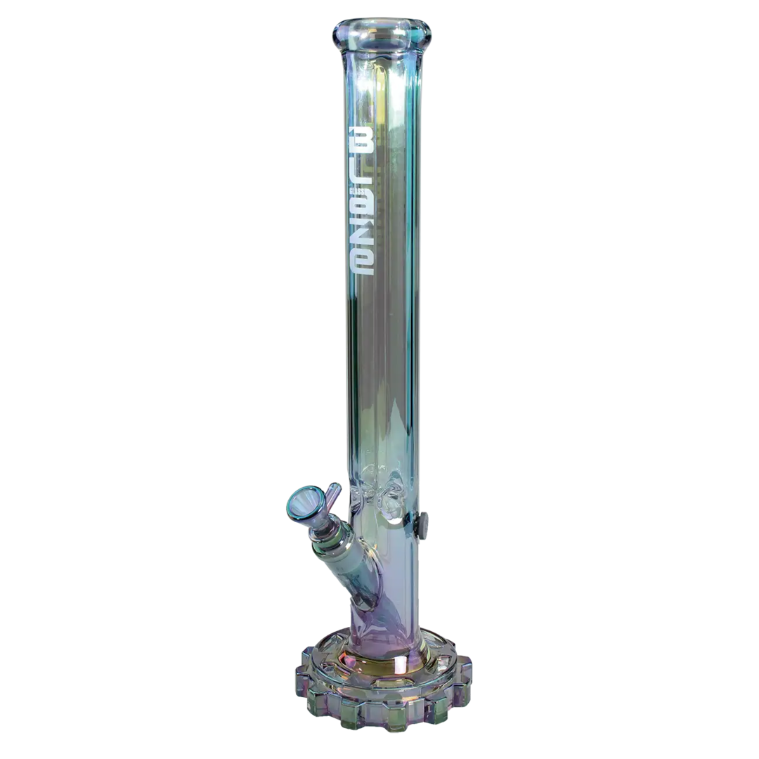 BLAZE GEAR Glas-Wasserpfeife mit Zahnradfuß in Grün/Lila