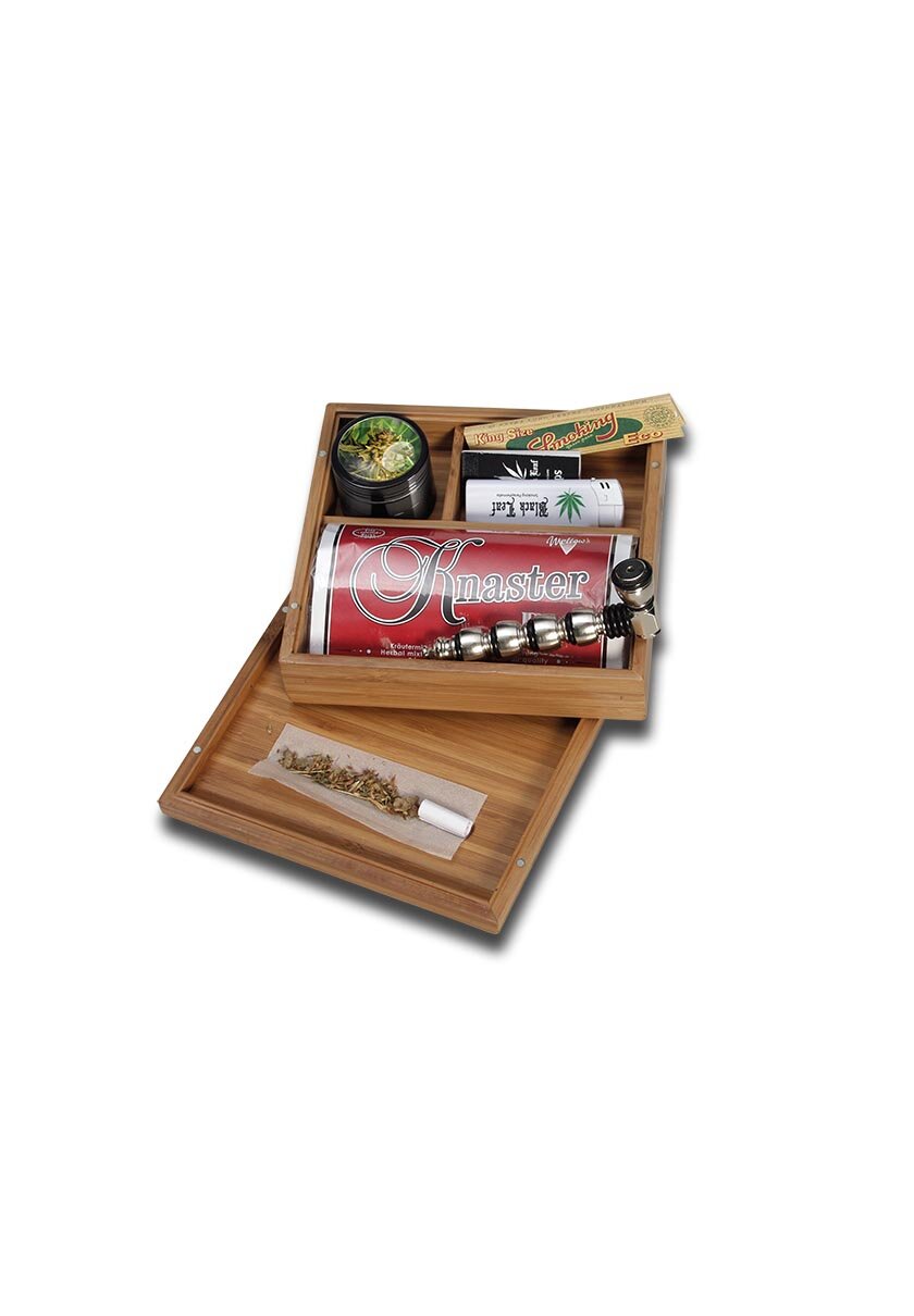 Black Leaf Aufbewahrungsbox aus Bambus mit Magnetverschluss, geschlossen