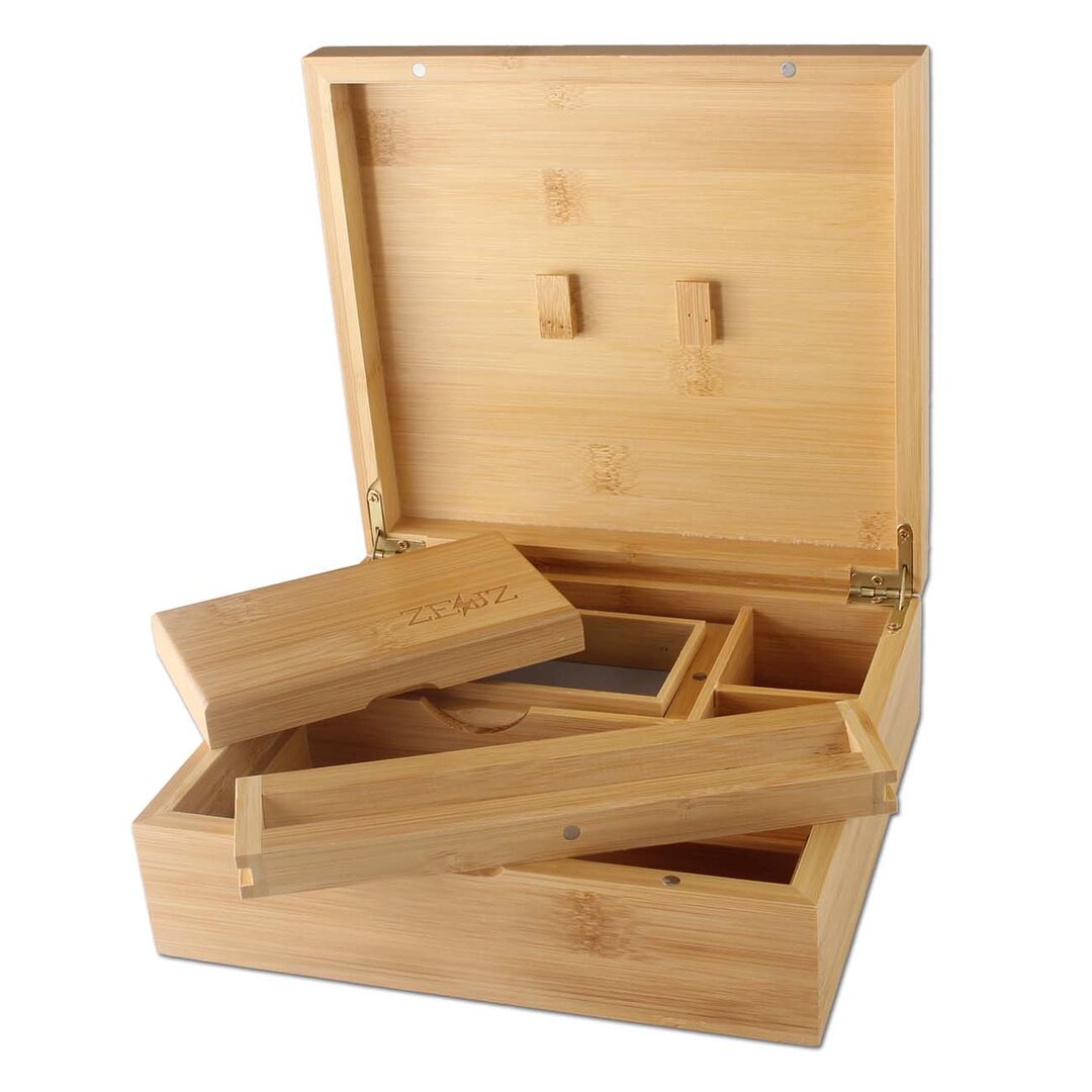 Black Leaf ZEUZ Aufbewahrungsbox aus Bambusholz mit Siebschatulle