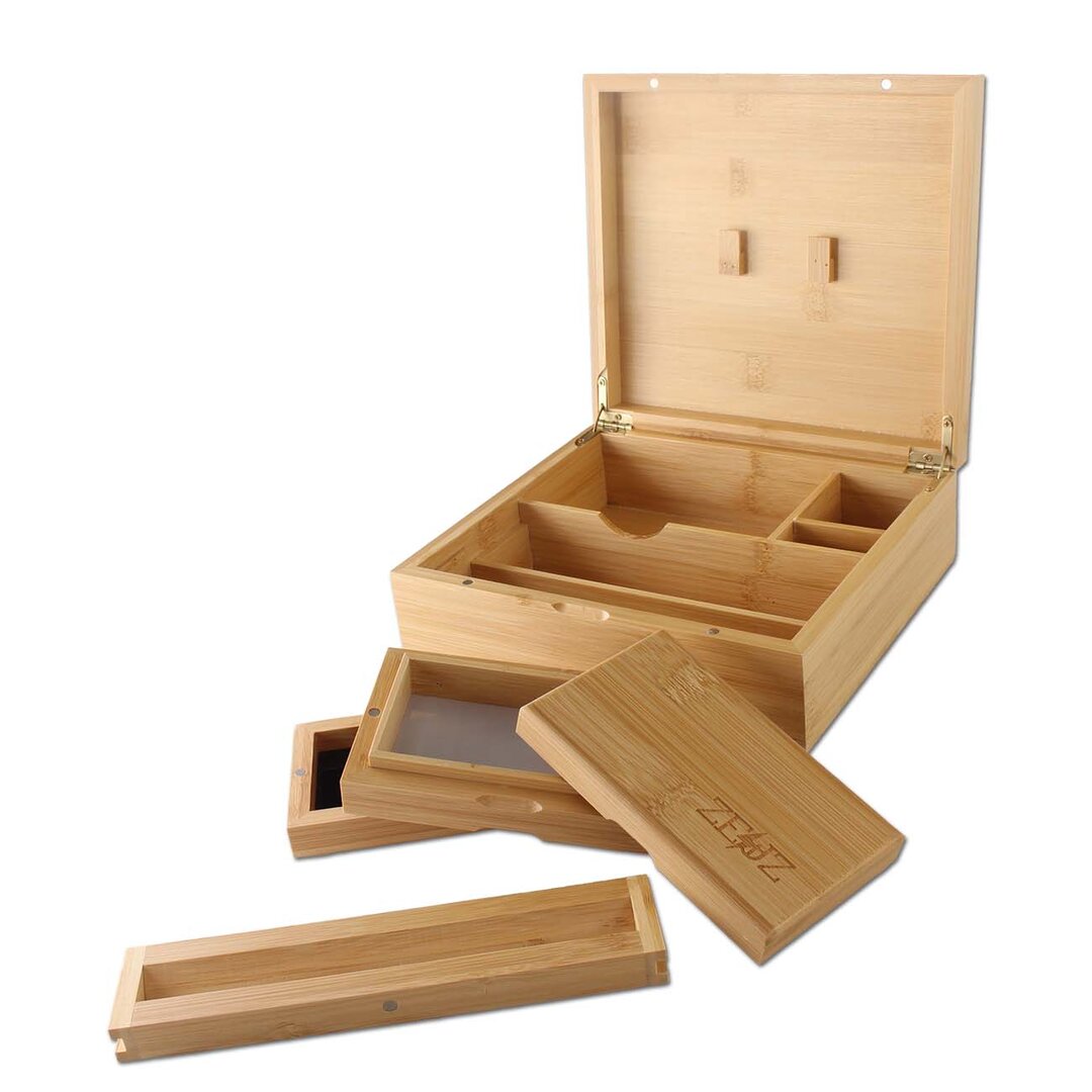 Black Leaf ZEUZ Aufbewahrungsbox aus Bambusholz mit Siebschatulle
