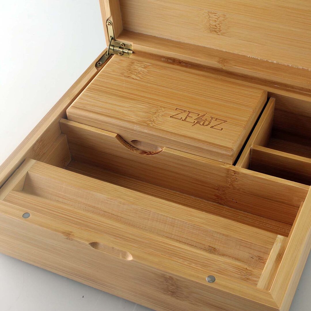 Black Leaf ZEUZ Aufbewahrungsbox aus Bambusholz mit Siebschatulle