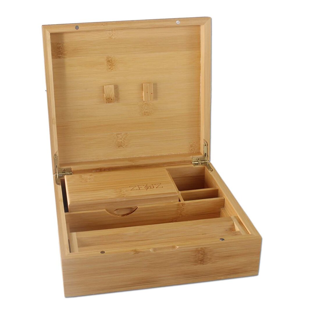 Black Leaf ZEUZ Aufbewahrungsbox aus Bambusholz mit Siebschatulle