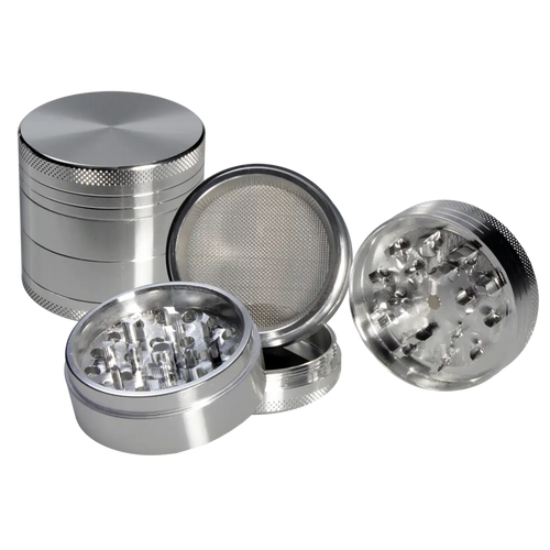 Alu-Kräutermühle mit konkavem Mahlwerk in silber, anodisiert