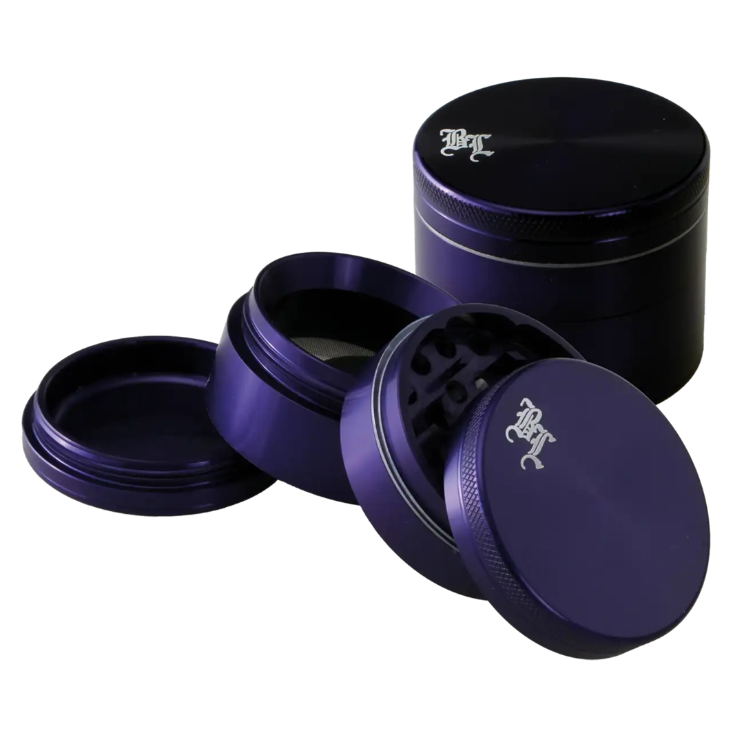 Black Leaf Kräutermühle aus blauem Aerospace-Aluminium, vierteilig
