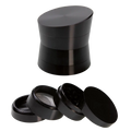 Vierteilige Alu-Kräutermühle Diabolo in Schwarz mit griffiger Form