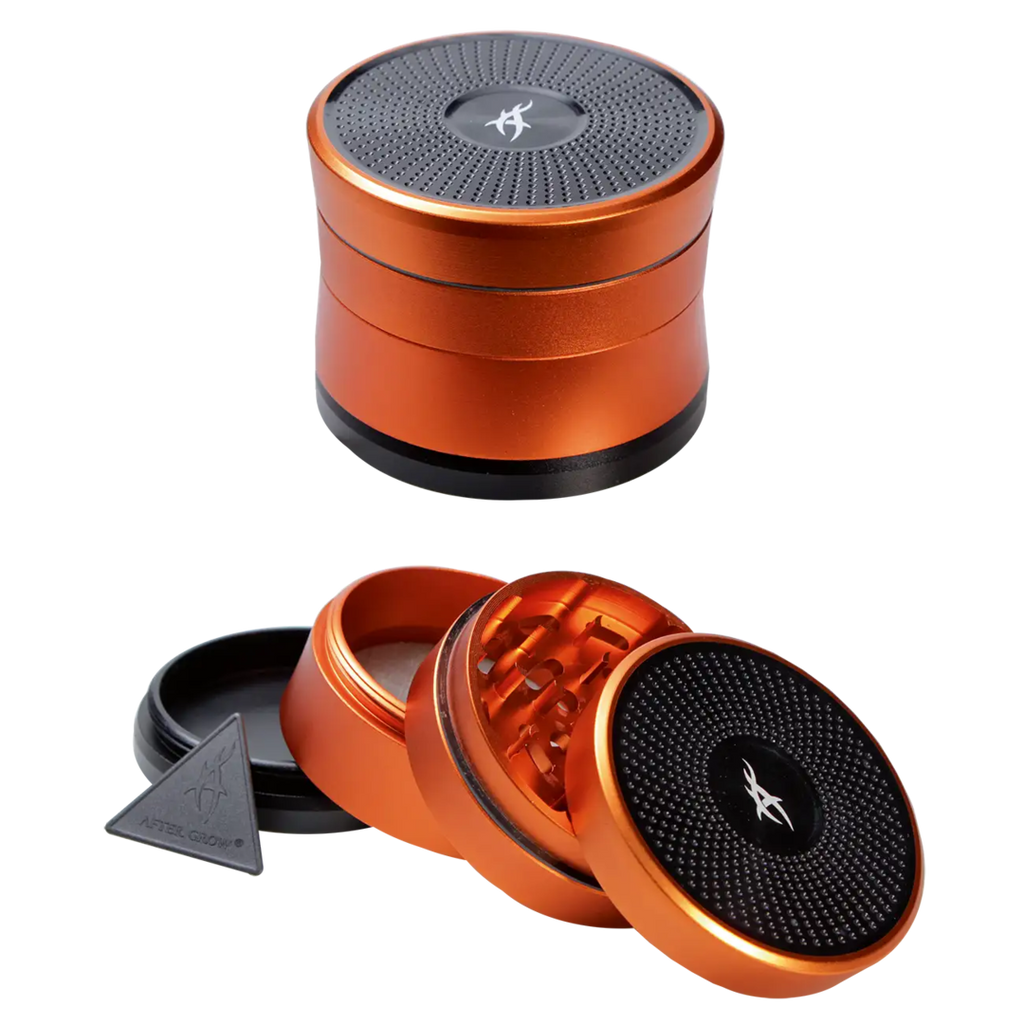 After Grow SOLINDER Kräutermühle aus orangefarbenem Aluminium, vierteilig