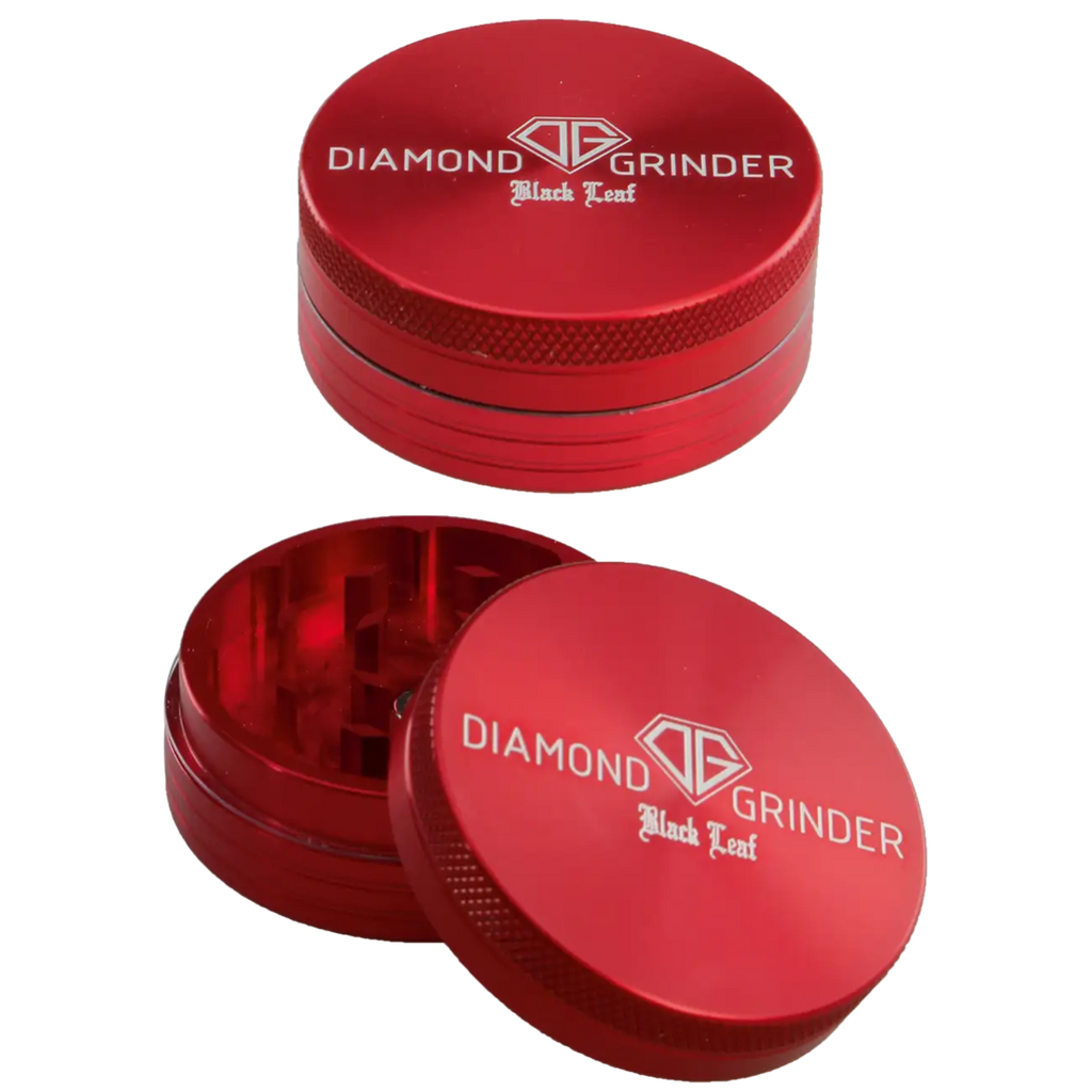Zweiteilige Black Leaf Diamond Kräutermühle in rot