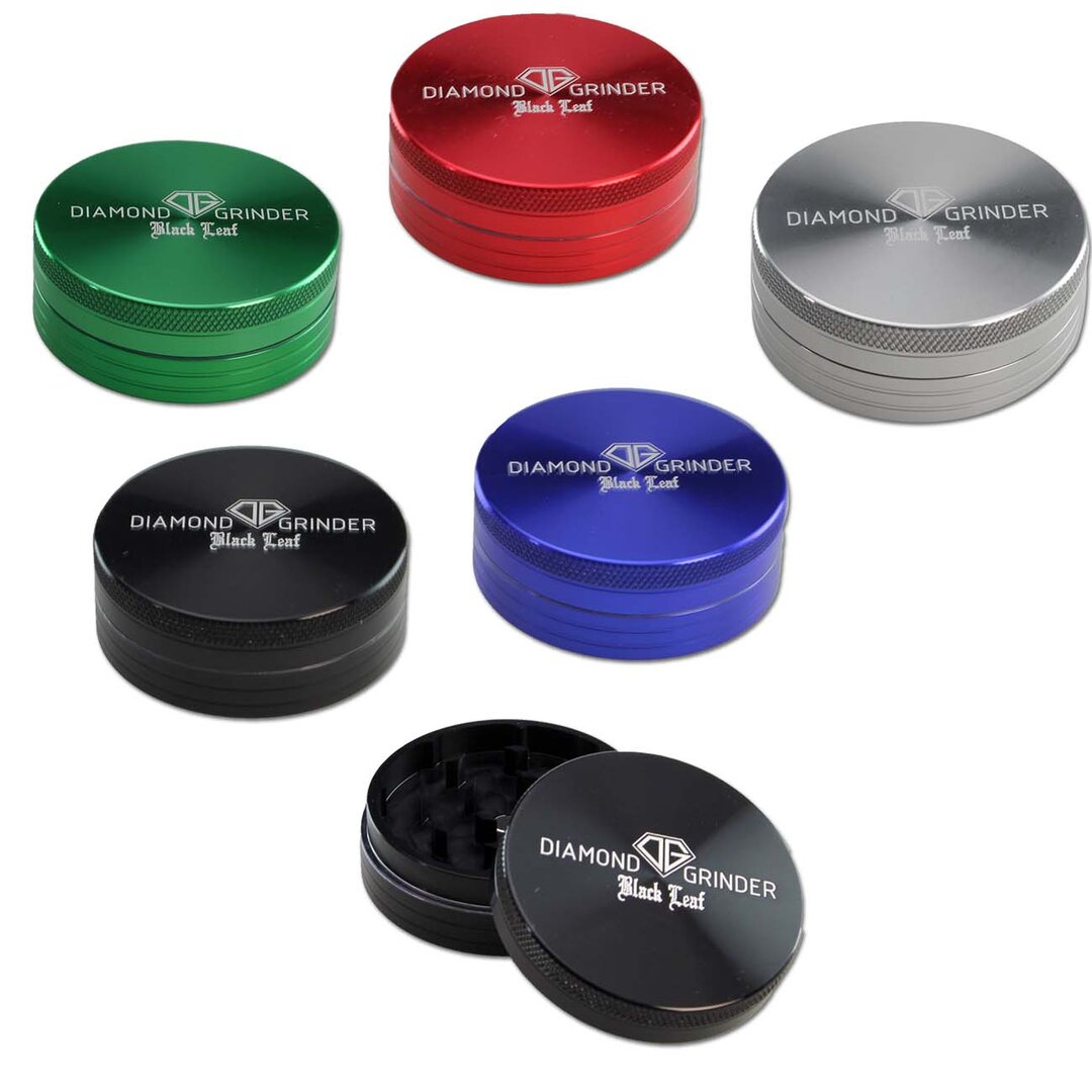 Zweiteilige Black Leaf Diamond Kräutermühle in grün