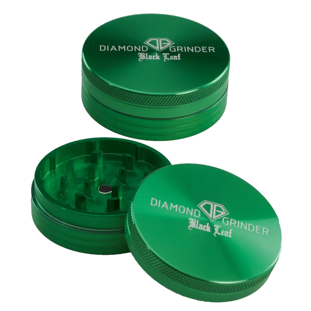 Zweiteilige Black Leaf Diamond Kräutermühle in grün