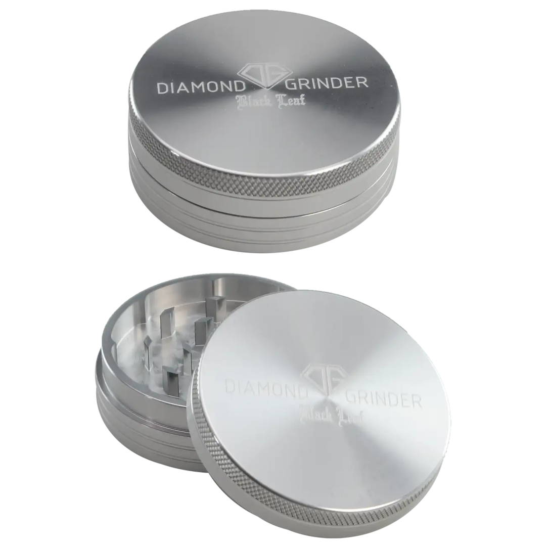 Vierteilige Alu-Kräutermühle Diamond von Black Leaf in Silber