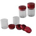 Dreiteilige Alu-Kräutermühle von Black Leaf in Rot mit Vorratsglas