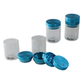 Black Leaf Alu-Kräutermühle in Blau mit Vorratsglas, dreiteilig