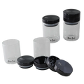 Dreiteilige Alu-Kräutermühle von Black Leaf in Schwarz mit Vorratsglas
