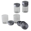 Dreiteilige Alu-Kräutermühle von Black Leaf in Grau mit Vorratsglas