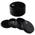 Vierteilige Alu-Kräutermühle von Black Leaf in mattem Schwarz