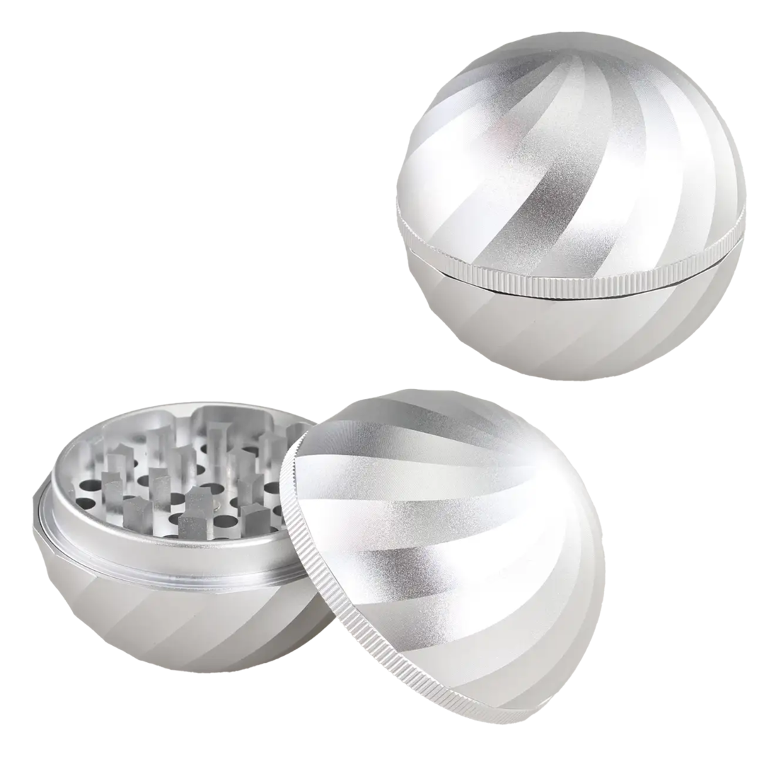 Vierteilige Kugel-Kräutermühle von Black Leaf in Silber aus Aluminium