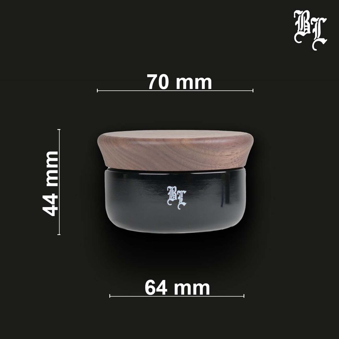 Produktfoto: Black Leaf Holz-Kräutermühle 4-teilig mit Violettglas-Vorratsglas