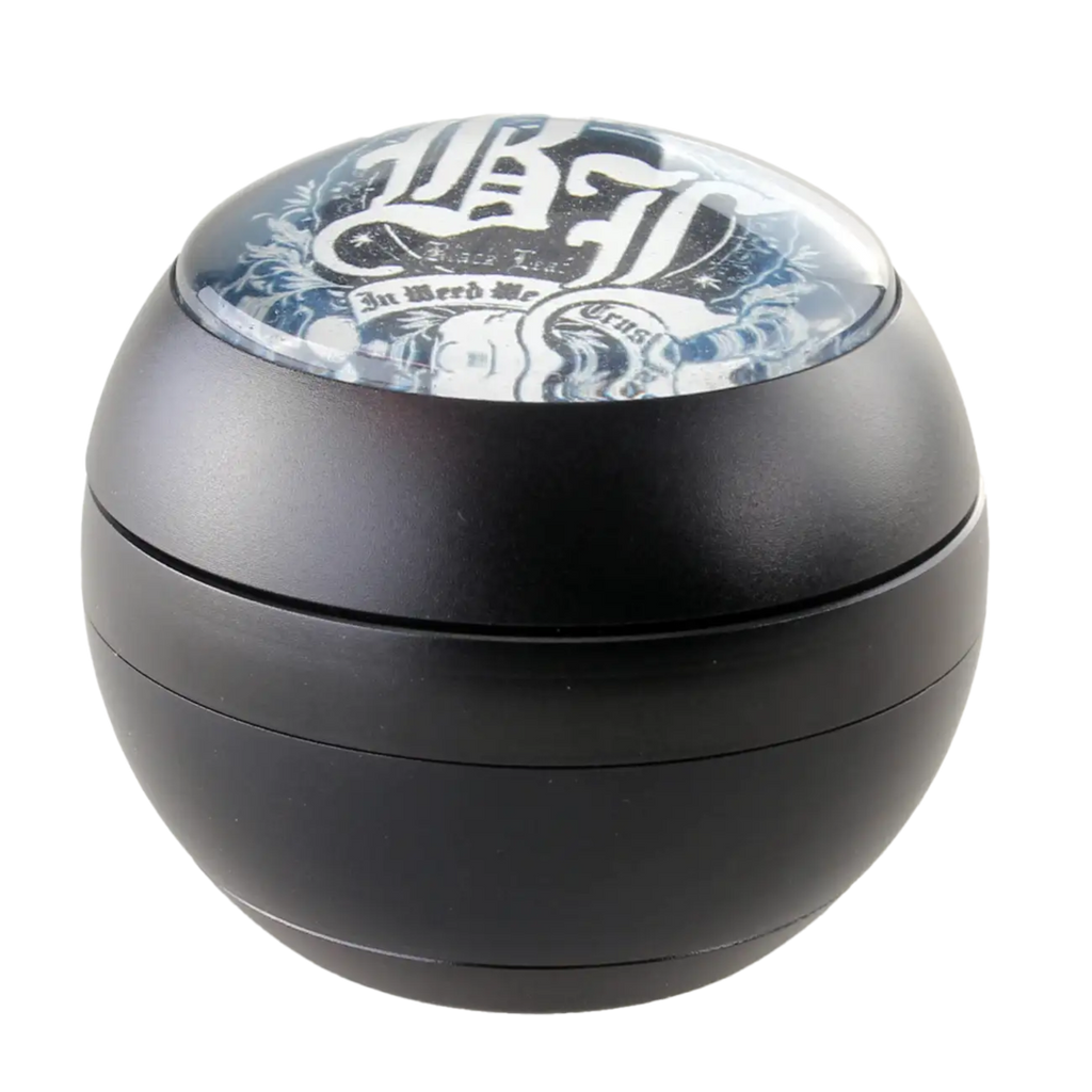 Black Leaf SPHERE Kräutermühle 4-teilig in Schwarz mit Glaskuppel aus Aluminium