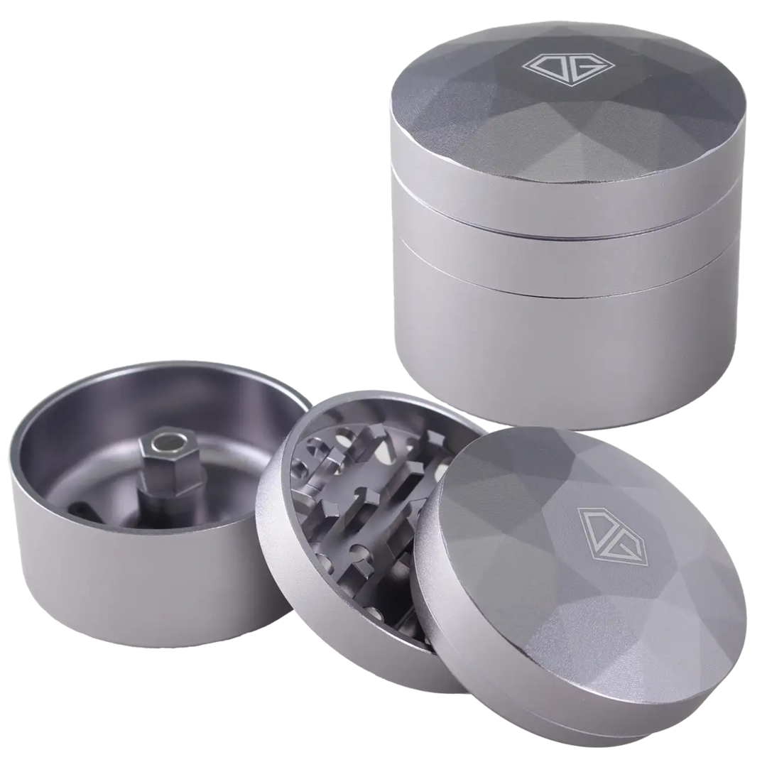 Black Leaf DIAMOND Kräutermühle aus grauem Flugzeugaluminium, dreiteilig