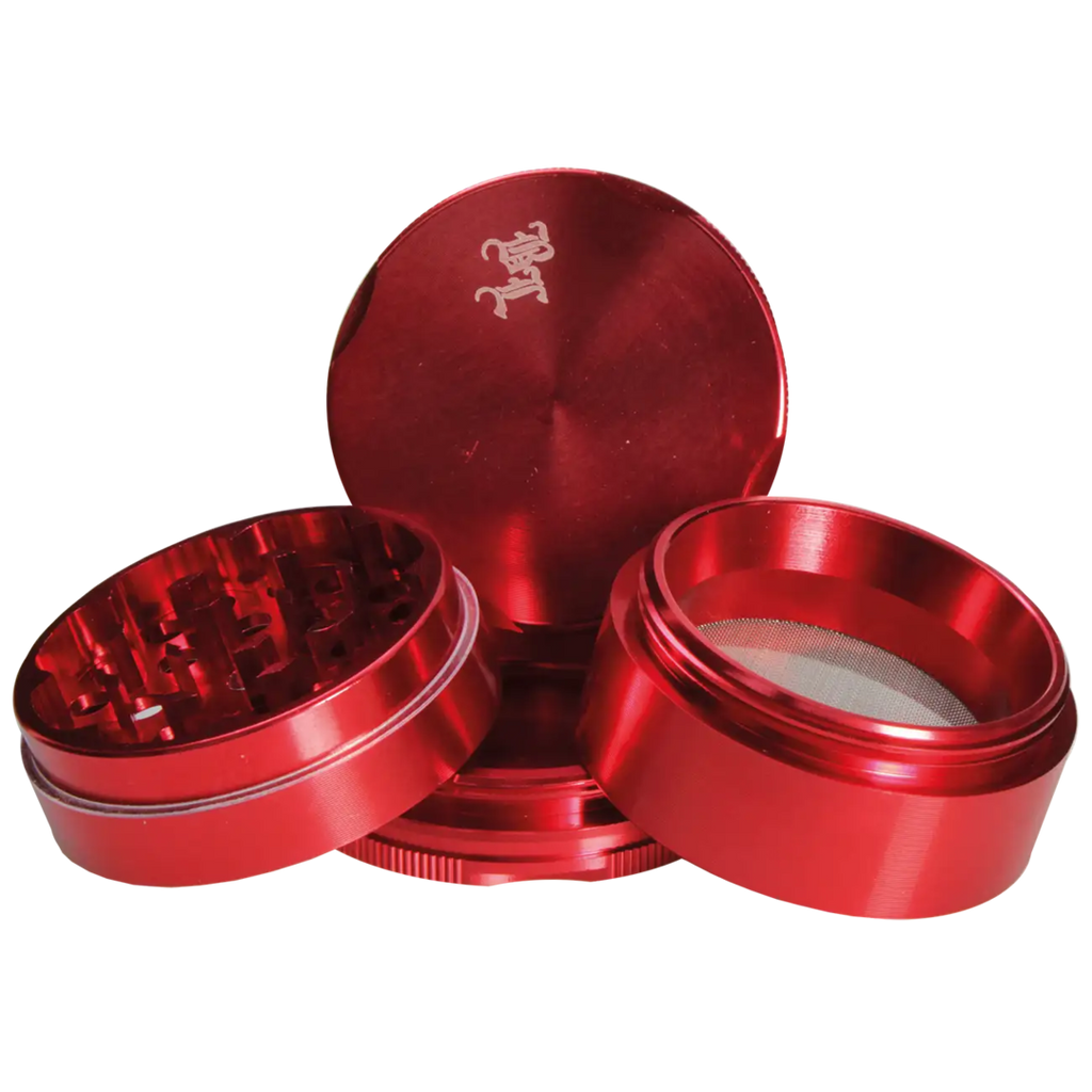 Vierteilige Kräutermühle New Edge von Black Leaf in Rot