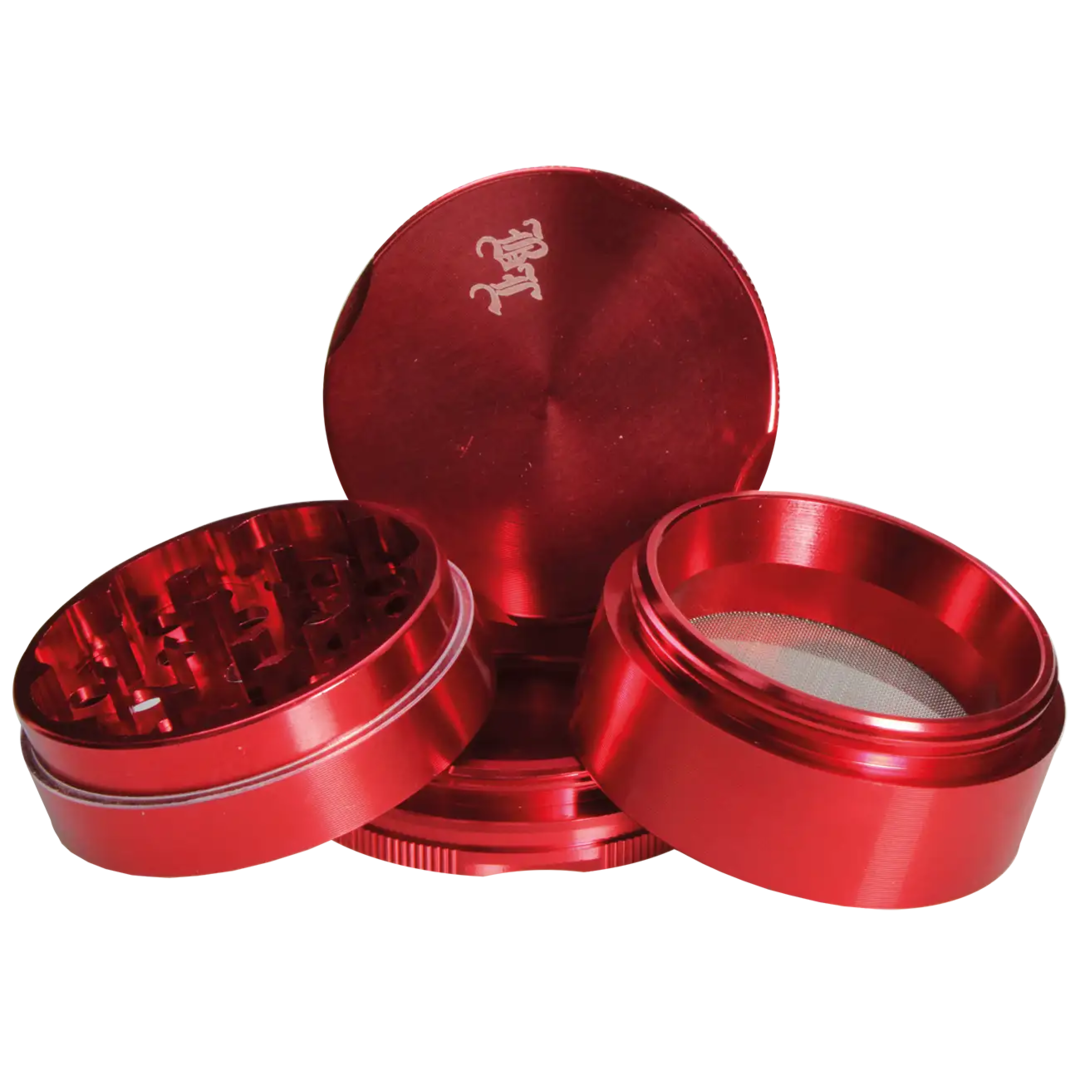 Vierteilige Kräutermühle New Edge von Black Leaf in Rot
