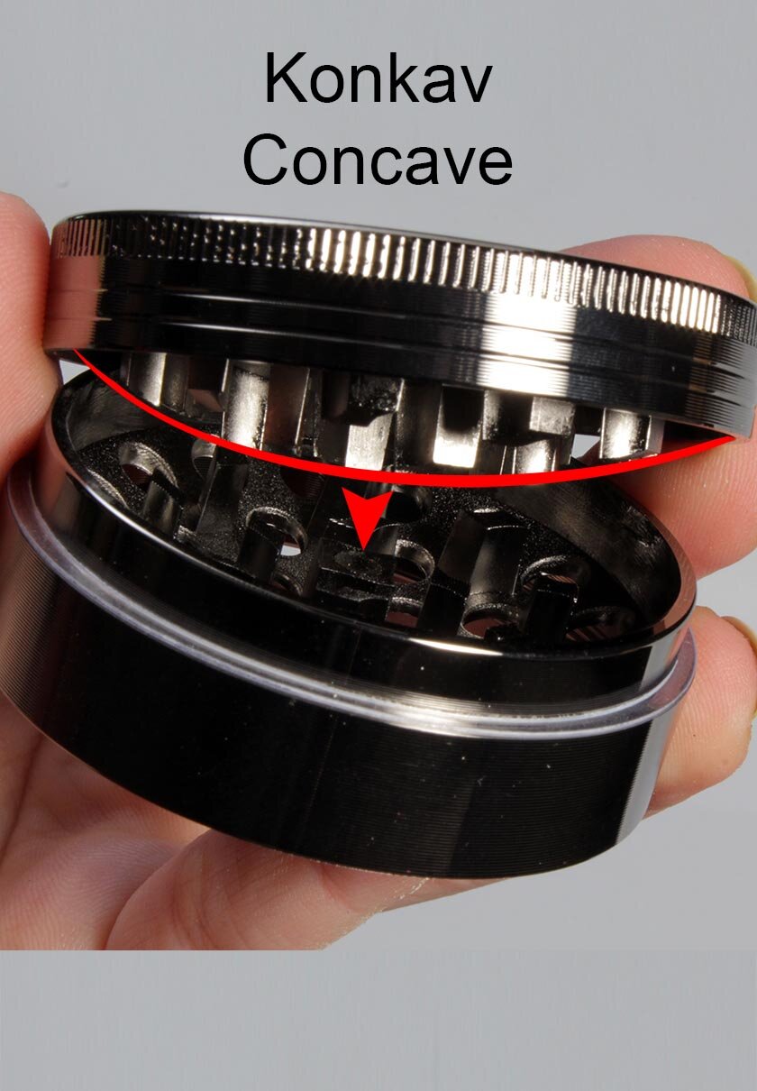 Vierteilige graue Kräutermühle mit magnetischem Deckel