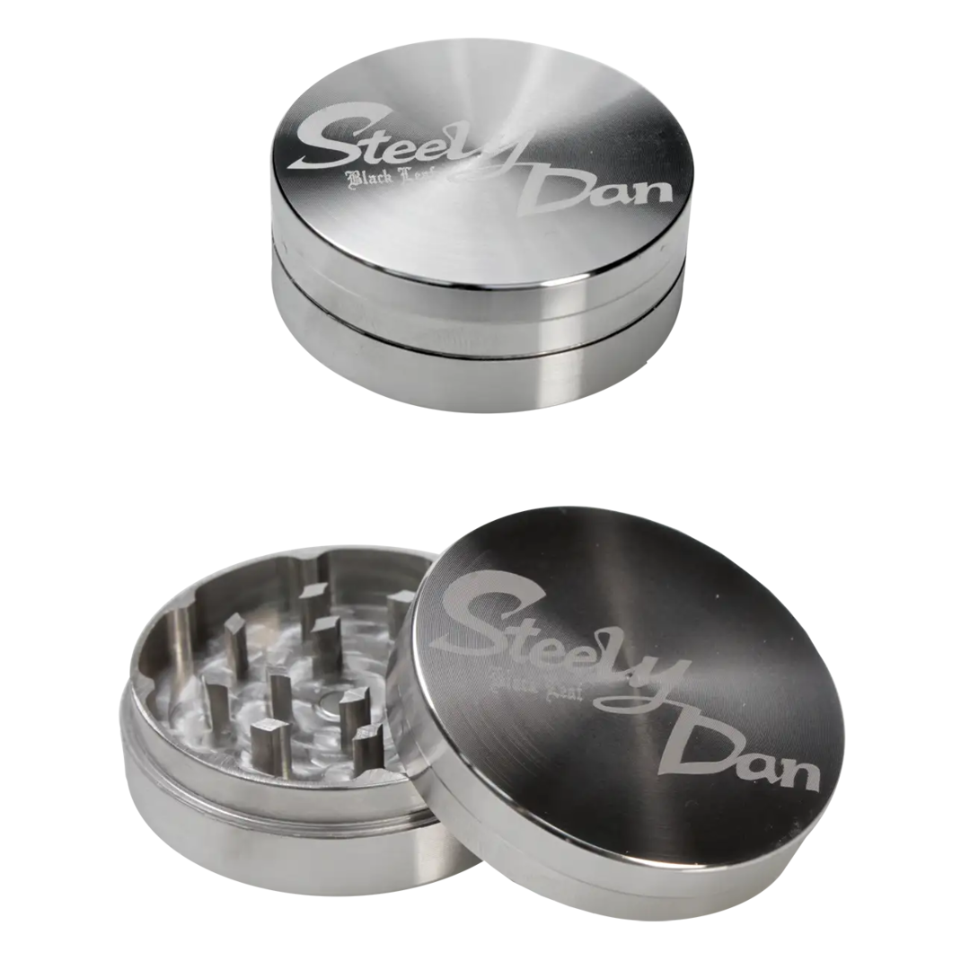 Black Leaf Steely Dan Kräutermühle aus rostfreiem Edelstahl mit Diamantschliff-Zähnen