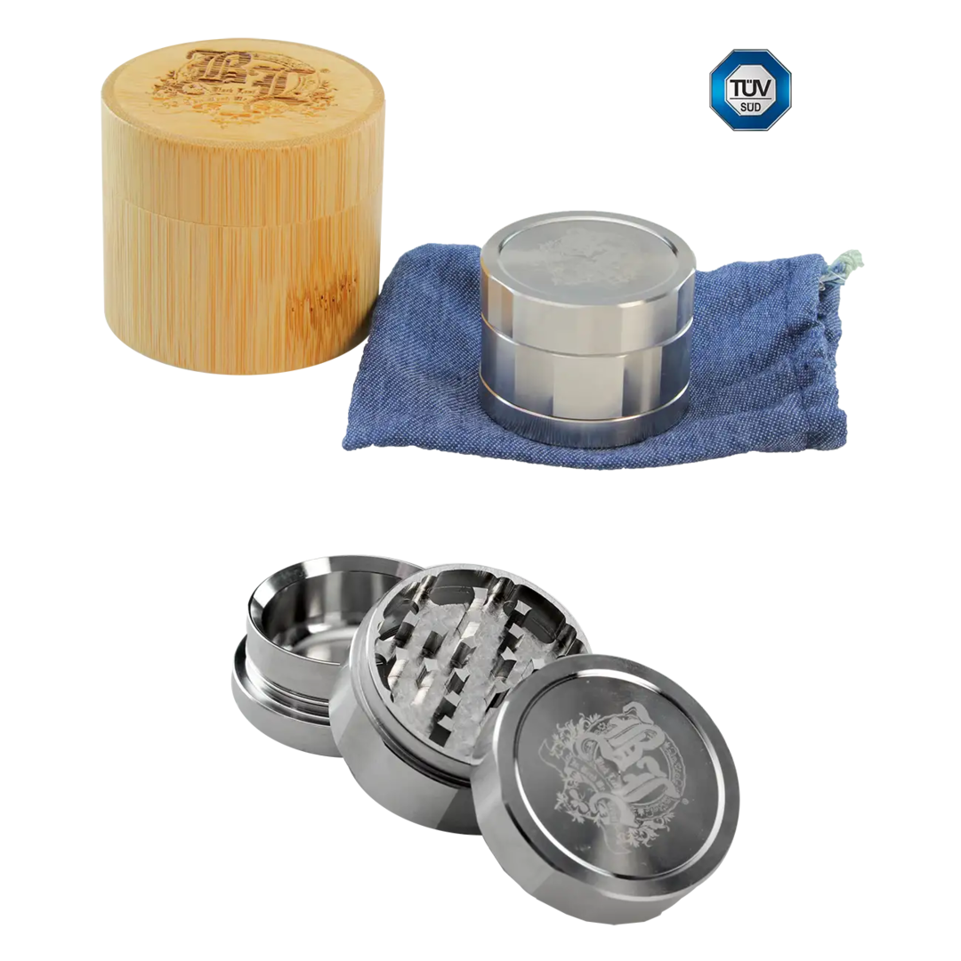 Produktfoto: Black Leaf Edelstahl-Kräutermühle Deluxe 3-teilig mit Bambusbox